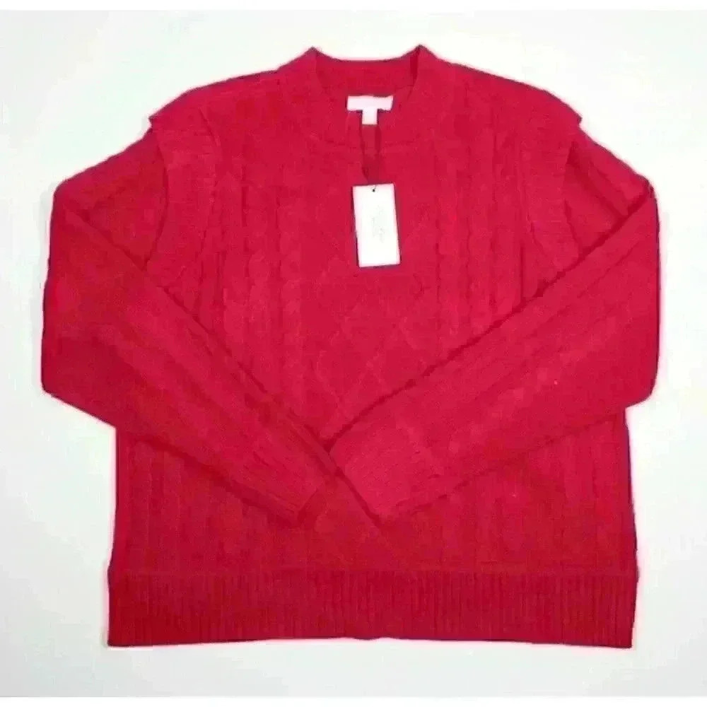NEW! Calvin Klein Women's XL Cable-Knit Pullover Sweater In Red NWT $89.50